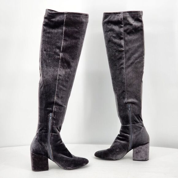 Aldo Belinna Velvet Gray Over The Knee Heeled Boots Size 8.5 - Picture 5 of 9